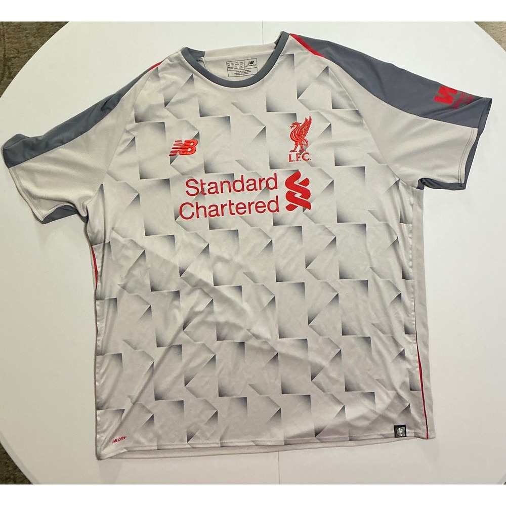 New Balance Liverpool FC 2018-2019 Away Jersey Mens 2XL Grey White Red Soccer